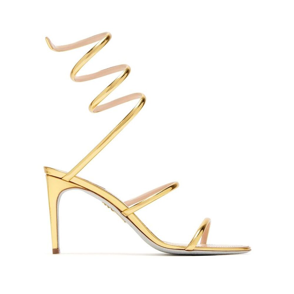 Rene Caovilla Women Metallic Gold Cleo 80 Sandals